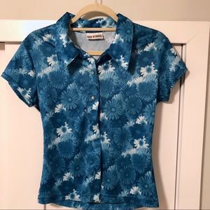Vintage thrifted short sleeve blouse